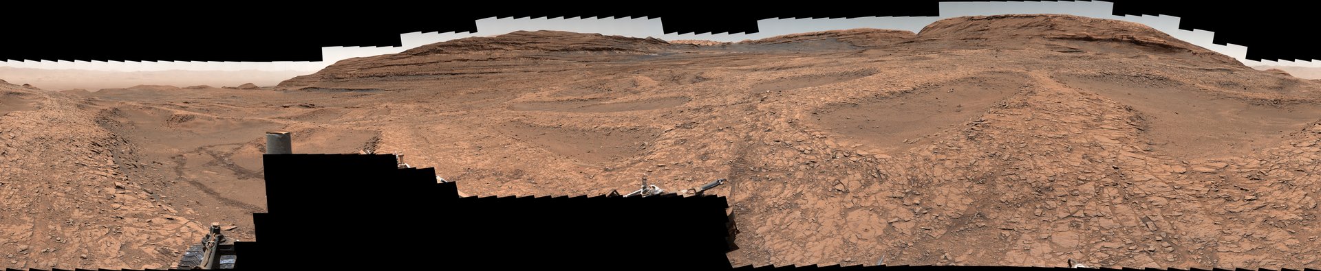 好奇号 360 度全景图：Nevado Sajama 地区 boxwork 地貌（NASA/JPL-Caltech/ASU/MSSS/ESA/University of Arizona/JHUAPL/USGS）